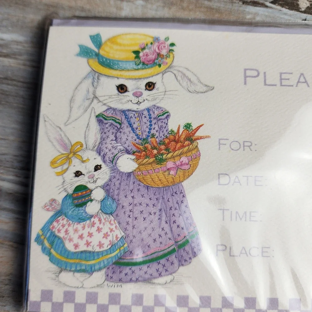 Vintage Potpourri Press Easter Celebration Bunny Invitations 8 Count‎ New 039017
